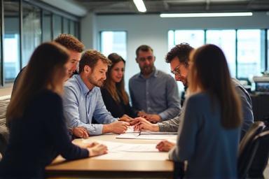 The Premier Print Solutions team collaborating in the print shop