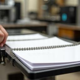Documents being wire-bound in print finishing area