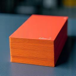 Stacks of bright business cards printed with digital press